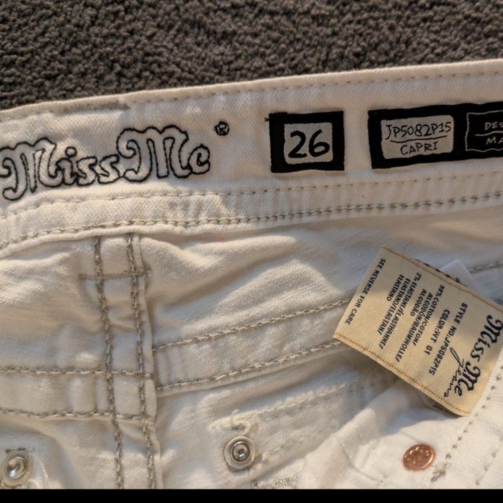 White Jeans with Silver Sequin Detail - Picture 4 of 5